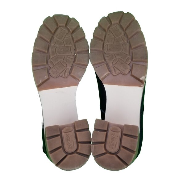 ✅Korks Women's Black Faux Leather Block Heel Lace Up Ankle Boots Womens 9M Biker - Picture 3 of 11